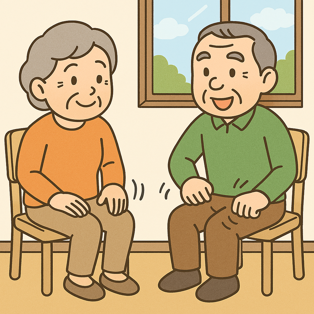 片手はひざをなで、他方はたたくゲーム｜高齢者向けレクリエーション