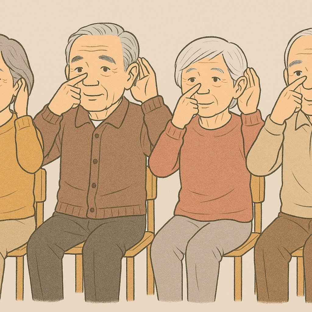 左右チェンジゲーム｜基本のやり方（鼻と耳の左右チェンジ）