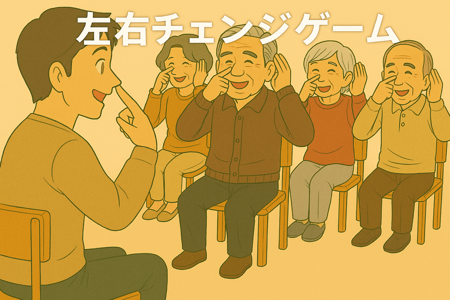 【高齢者レクリエーション】左右チェンジゲーム｜鼻と耳を使った簡単脳トレ遊び
